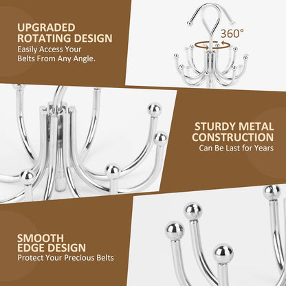 Belt Hanger, Belt Organizer for Closet, Keeping Belts Visible and in Good Condition, Hanging Tie Rack Holder, Closet Organizers and Storage, Silver