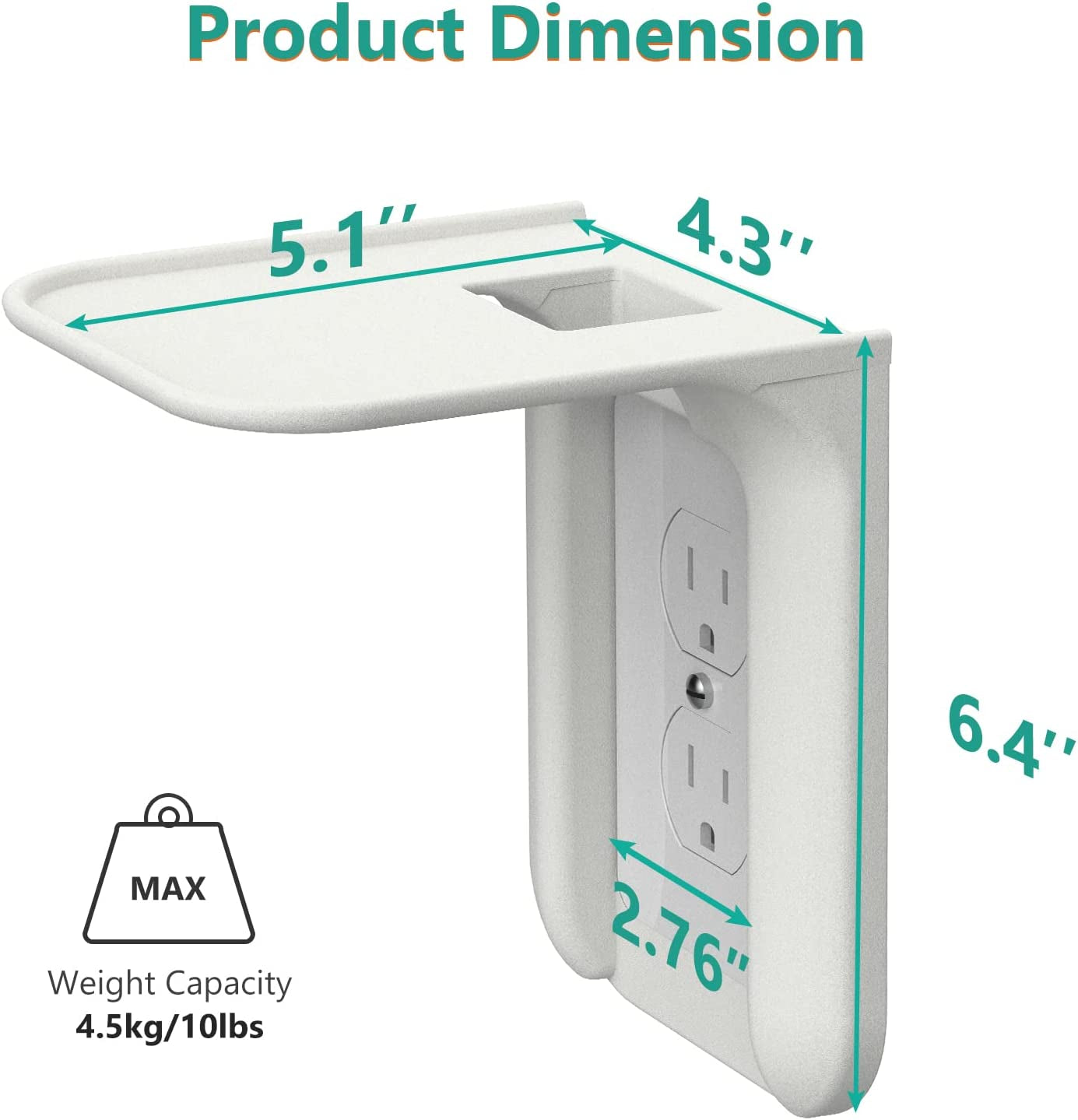 Outlet Shelf Wall Holder, Bathroom Shelf up to 10Lbs Standard Vertical Duplex Wall Organizer for Smart Home Decor Space Saving Power Tools, Toothbrush (OLS001-W), 1 Pack, White