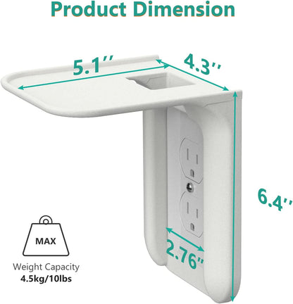 Outlet Shelf Wall Holder, Bathroom Shelf up to 10Lbs Standard Vertical Duplex Wall Organizer for Smart Home Decor Space Saving Power Tools, Toothbrush (OLS001-W), 1 Pack, White