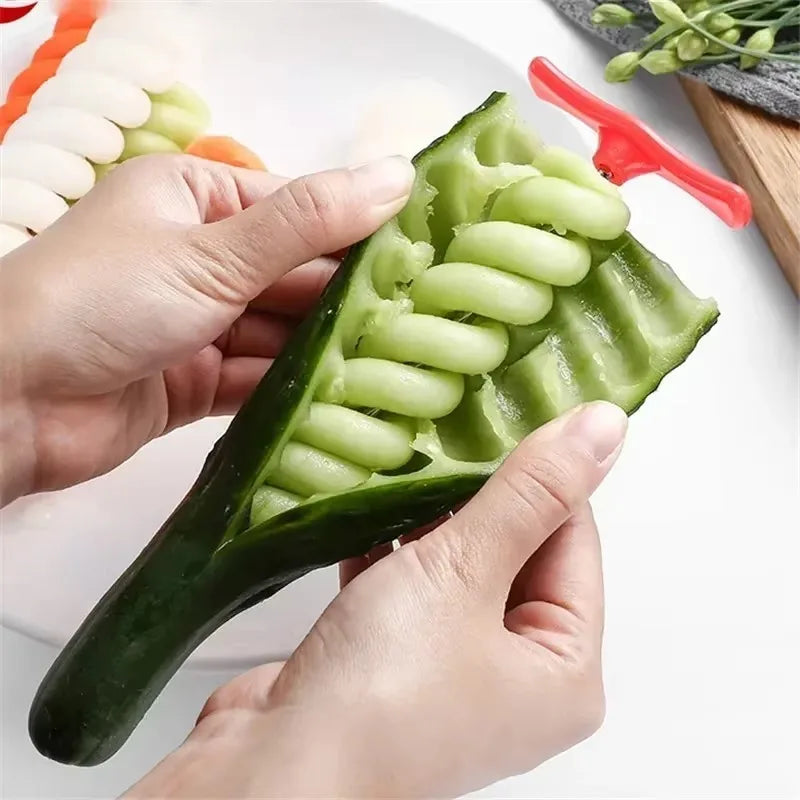 Stainless Steel Vegetable Spiral Knife Potato Carrot Cucumber Spiral Cutting Knife Fruit Vegetable Dish Decoration Cutting Knife