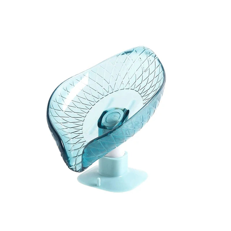 Leaf Design Drain Soap Box with Suction Cup Decorative Plastic Self Draining Bathroom Soap Tray Bathroom Organizers Storage