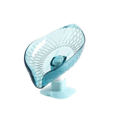 Leaf Design Drain Soap Box with Suction Cup Decorative Plastic Self Draining Bathroom Soap Tray Bathroom Organizers Storage