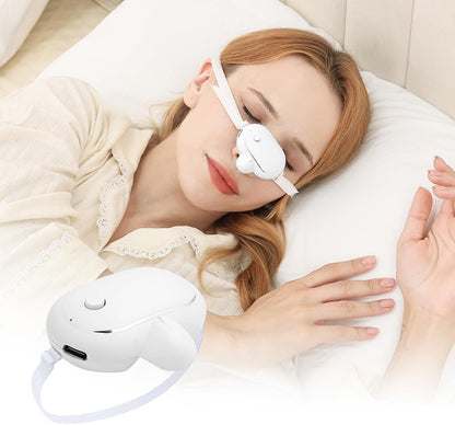 AI Smart Anti-Snoring Device with Strap,Detecting Snoring Sounds 40 Decibel Start Nose Massage,Low Noise, Adjustable High Low Vibration,Improves Breathing and Sleep Quality Home Travel (White)