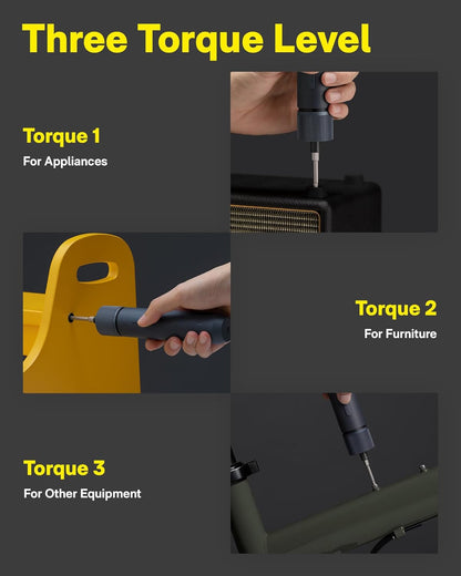 Electric Screwdriver Kit, Upgraded 1/4'' Hex 25 Bits, Magnetic Lid, Rechargeable Cordless Screwdriver, 1500Mah Battery, LED Light, Ideal for Furniture Assembly, Home Repair & Garage Projects