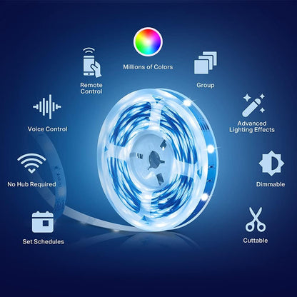LED Light Strip, 16.4Ft Wifi LED Strip Works with Alexa, Google Home, Smartthings, High Brightness with 16 Million Colors, RGB, Grouping, Adjustable Length, up to 25,000 Hours (KL400L5)