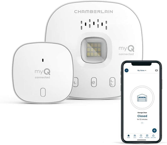 Smart Garage Control - Wireless Garage Hub and Sensor with Wifi & Bluetooth - Smartphone Controlled, Myq-G0401-Es, White