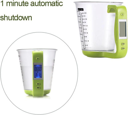 Kitchen Electronic Measuring Instrument Cup Multi Function Digital Measuring Jug Kitchen Weigh Temperature Volume Cup Scale with Detachable Lcd Display Green
