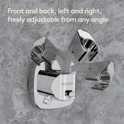360° Swivel Shower Head Holder with Suction Cup | 10Kg Load Capacity, Tool-Free Installation in Seconds | Removable and Rust-Resistant Shower Bracket with Storage Hook (Silver)
