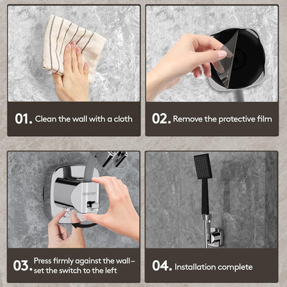 360° Swivel Shower Head Holder with Suction Cup | 10Kg Load Capacity, Tool-Free Installation in Seconds | Removable and Rust-Resistant Shower Bracket with Storage Hook (Silver)