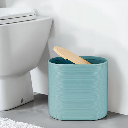 Bathroom Accessories Set 11Pcs,Complete Bathroom Organizer with Trash Can,Soap Dispenser,Toothbrush Holder,Toilet Brush & Qtip Holders,Modern Plastic Bathroom Decor for Home & Apartment (Blue)