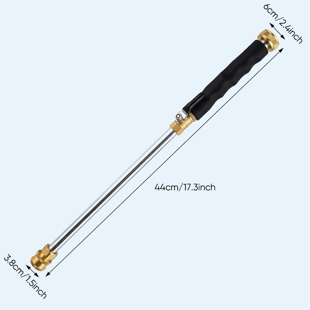 High Pressure Hose Nozzle for Garden: Metal Power Washer Wand Jet Nozzle with 3 Spray Tips - Heavy Duty Brass Connector, Hose Pressure Cleaner for Car, Patio, Driveway, Deck Cleaning (Black)
