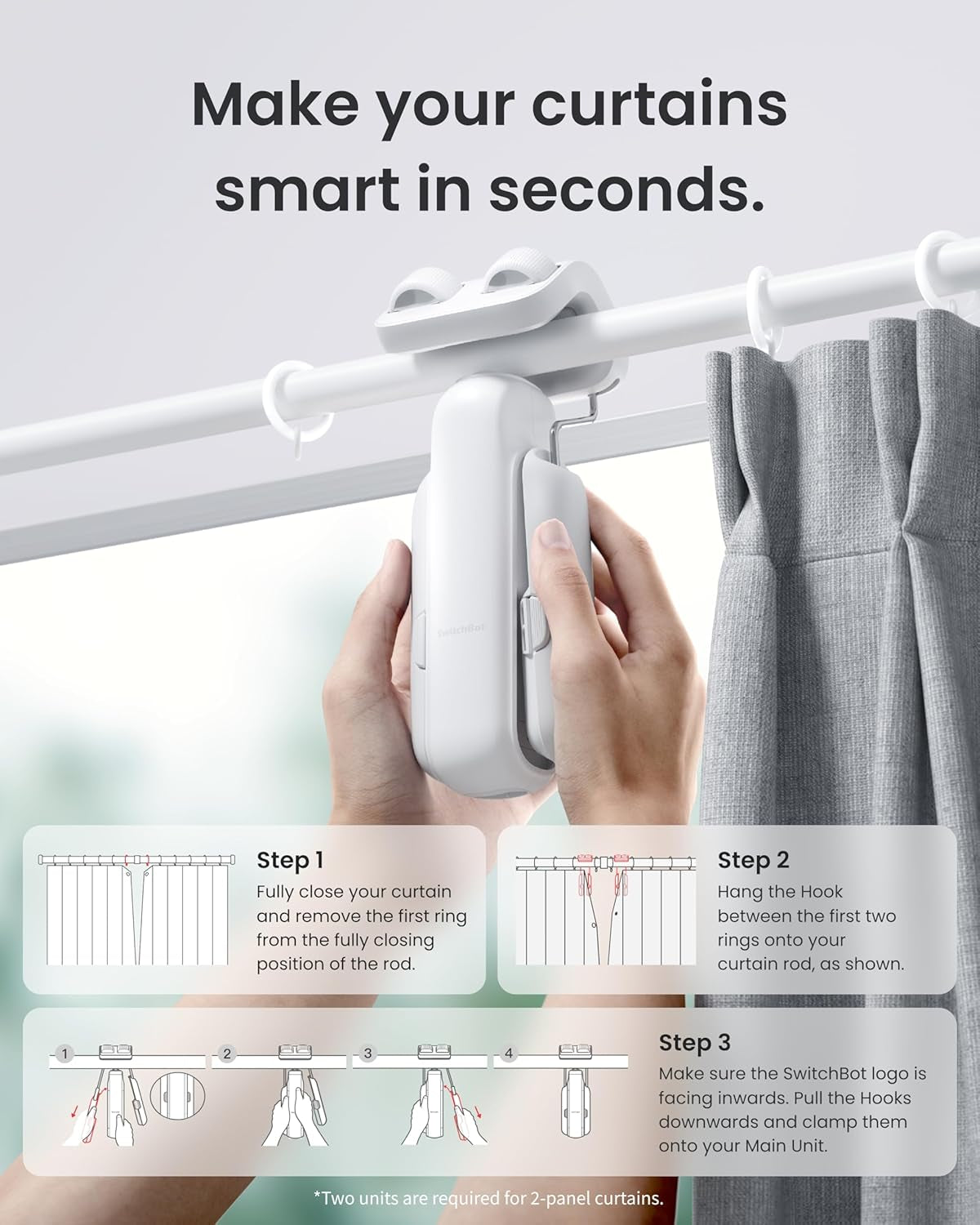 Automatic Curtain Opener - Bluetooth Remote Control Smart Curtain with App/Timer, Upgraded High-Performance Motor, Add  Hub to Work with Alexa, Google Home, Homekit