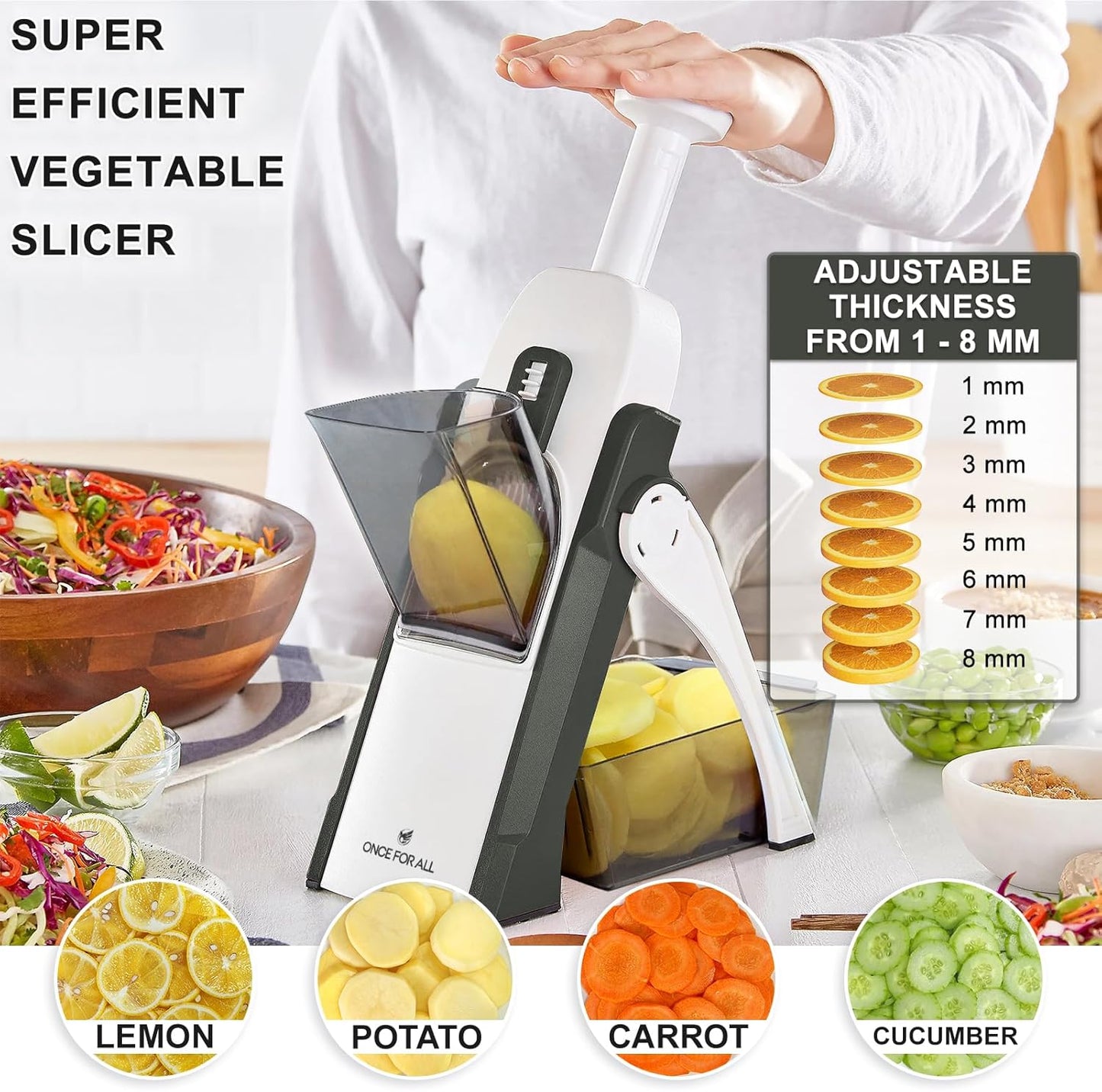 Safe Mandoline Slicer for Kitchen, Professional Vegetable Slicer for Food Potato Slices, Thickness Adjustable 0.1-8 Mm Kitchen Artifact Fast Meal Prep