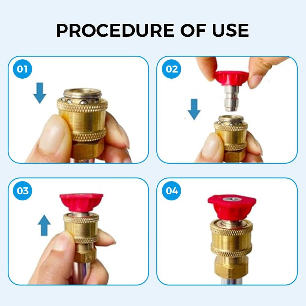 High Pressure Hose Nozzle for Garden: Metal Power Washer Wand Jet Nozzle with 3 Spray Tips - Heavy Duty Brass Connector, Hose Pressure Cleaner for Car, Patio, Driveway, Deck Cleaning (Black)