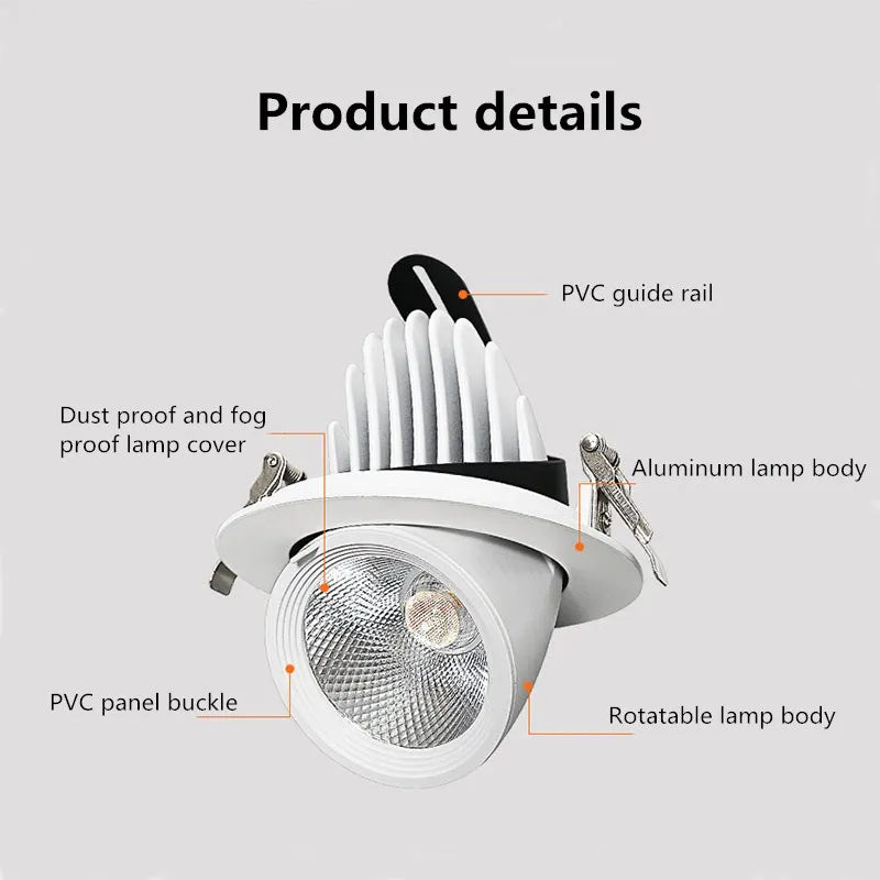 Led downlight light 5W 7W 10W 12W 20W 30W Recessed led light 360 degree rotatable Ceiling Spot Light ceiling recessed Lights