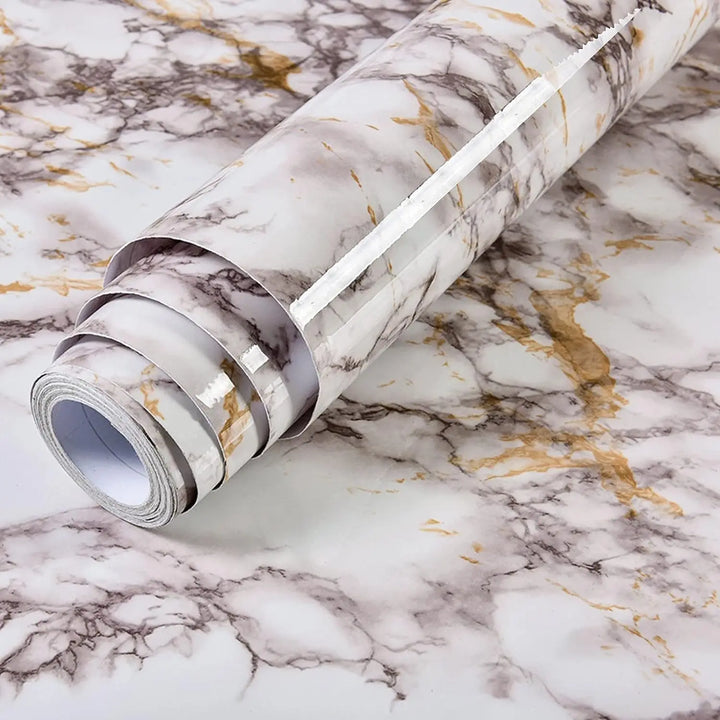 Transform Your Space with 55cm Waterproof Marble Vinyl Self-Adhesive Wallpaper - Perfect for Kitchens and Living Rooms