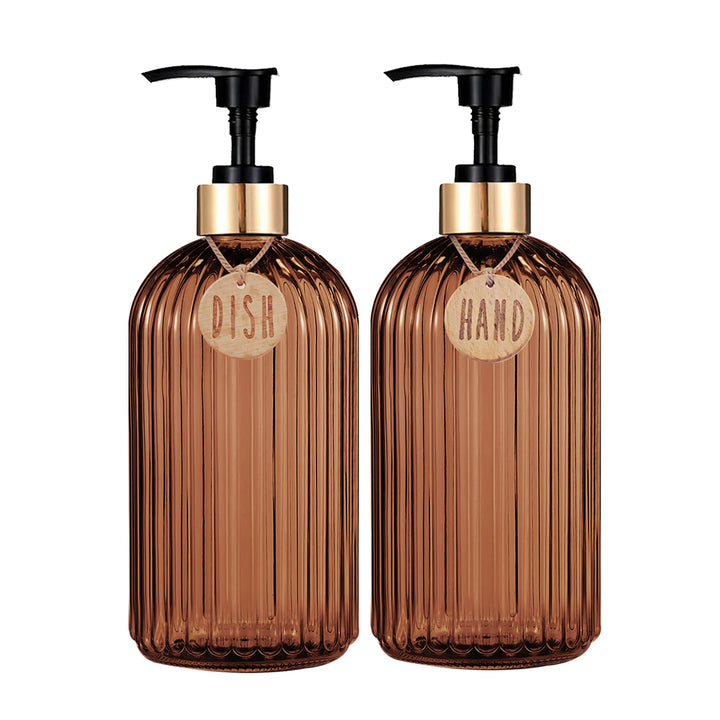 Chic Amber Dish Soap Dispenser - Elevate Your Kitchen and Bathroom with Style and Functionality