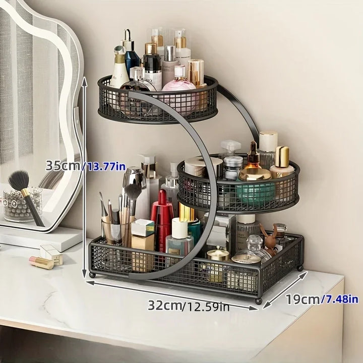 Transform Your Beauty Space with the Multi-Layer Metal Makeup Storage Rack - Effortless Organization for Every Cosmetic Lover