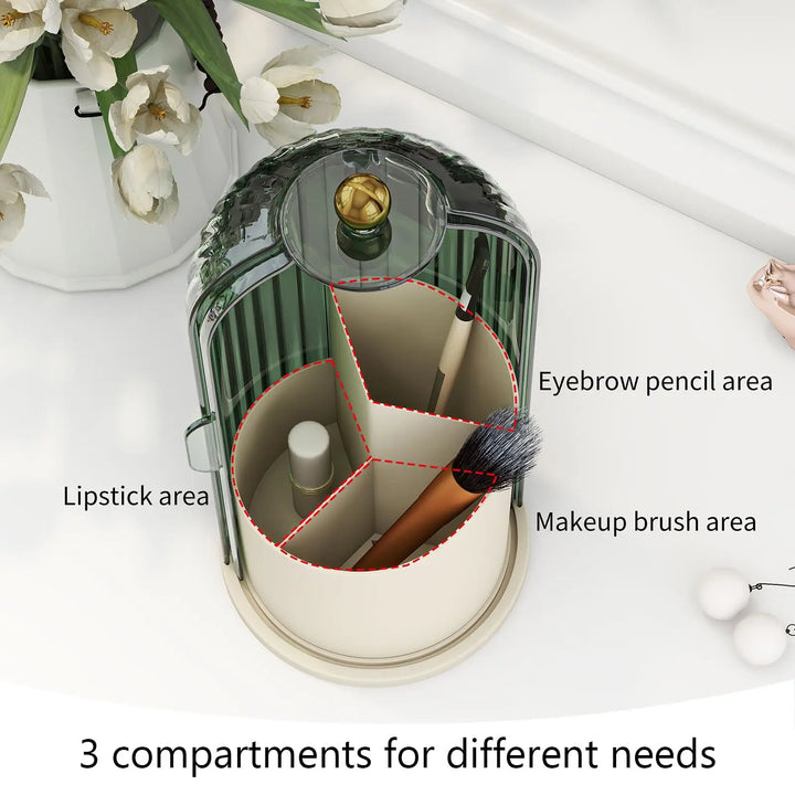 Revolutionize Your Beauty Routine with the YOOLENS 360-Degree Rotating Makeup Brush Organizer - Stylish, Dustproof, and Perfect for Any Space!