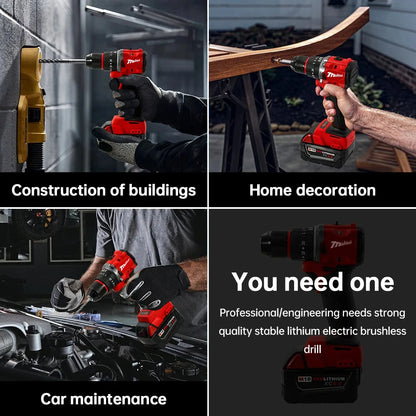Small Electric Drill 150N.m brushless Cordless Impact Drill of Decoration Team for 18V Milwaukee Battery pin Power Tool