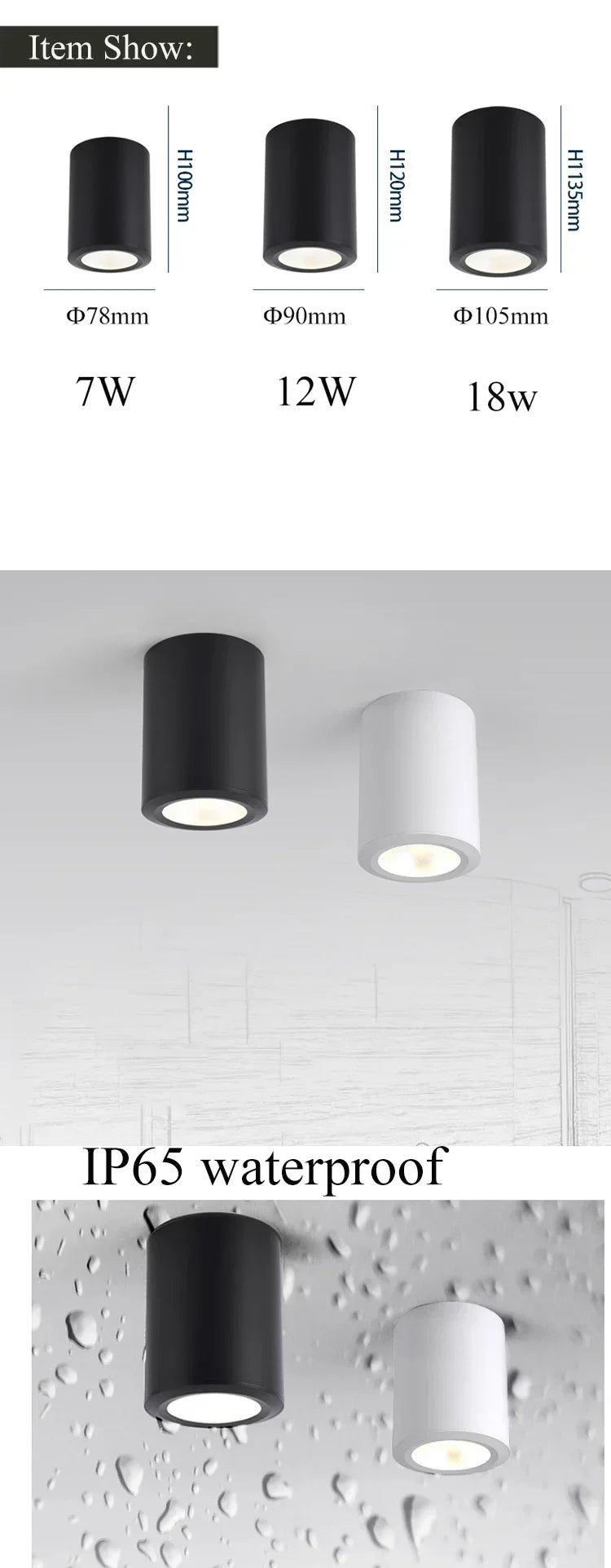 LED Downlight Ceiling Spotlight 7W 12W 18W Surface Mounted Aluminum Spots Lamp For Room Home Kitchen Bathroom