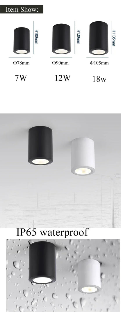 LED Downlight Ceiling Spotlight 7W 12W 18W Surface Mounted Aluminum Spots Lamp For Room Home Kitchen Bathroom