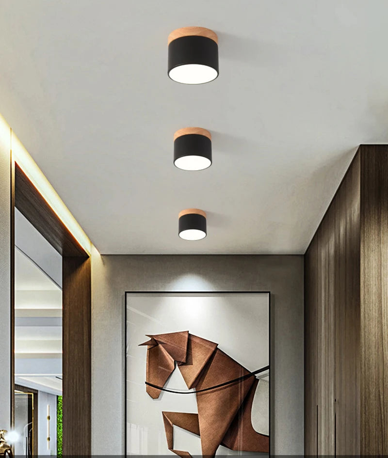 LED Downlight dimmable 5W 7W 9W12W15W Nordic wood modern Led surface mounted ceiling light spotlight, interior decoration light