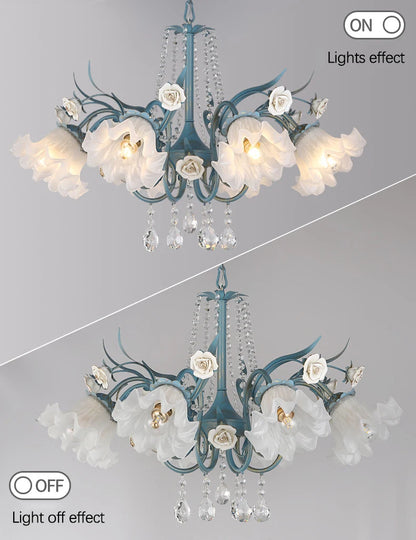 Modern Flower Chandelier French Living Room Chandelier For Dining Room Bedroom Hotel Shop Decor Luxury LED Crystal Chandelier