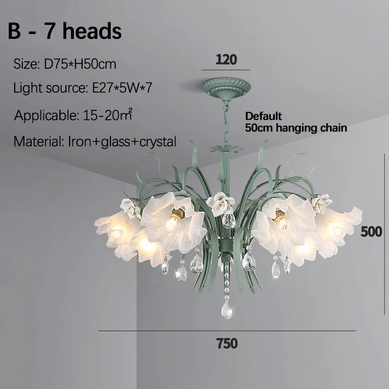 Modern Flower Chandelier French Living Room Chandelier For Dining Room Bedroom Hotel Shop Decor Luxury LED Crystal Chandelier