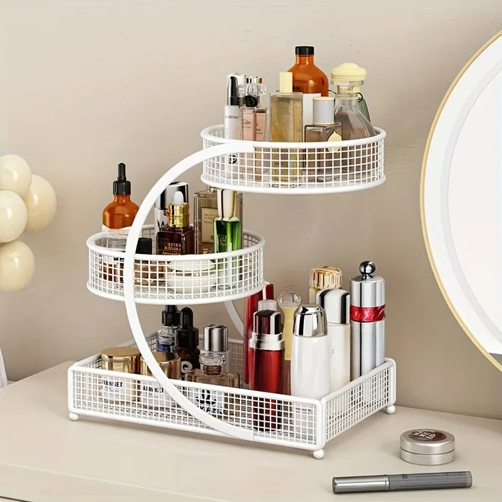 Transform Your Beauty Space with the Multi-Layer Metal Makeup Storage Rack - Effortless Organization for Every Cosmetic Lover