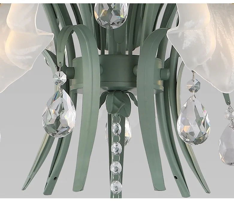 Modern Flower Chandelier French Living Room Chandelier For Dining Room Bedroom Hotel Shop Decor Luxury LED Crystal Chandelier