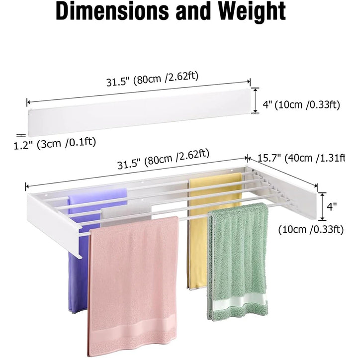 Elevate Your Drying Experience with Our Stylish Indoor Wall-Mounted Retractable Clothes Drying Rack - The Perfect Collapsible Solution for Towels and Garments