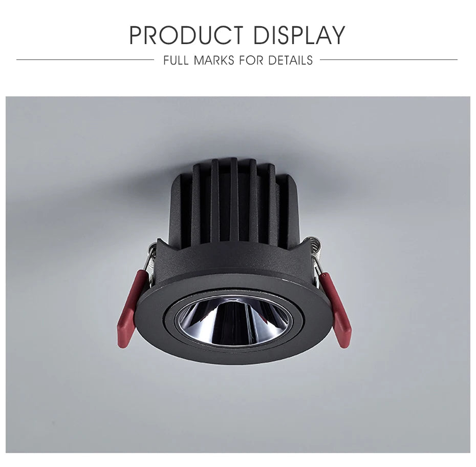 Led Downlight Recessed Deep Anti-glare Led Ceiling Downlights Single/ Double Dimmable 12W 24W For Home Bedroom Spot Office Lamp