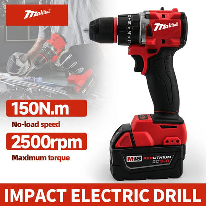 Small Electric Drill 150N.m brushless Cordless Impact Drill of Decoration Team for 18V Milwaukee Battery pin Power Tool