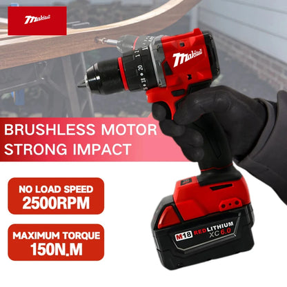 Small Electric Drill 150N.m brushless Cordless Impact Drill of Decoration Team for 18V Milwaukee Battery pin Power Tool
