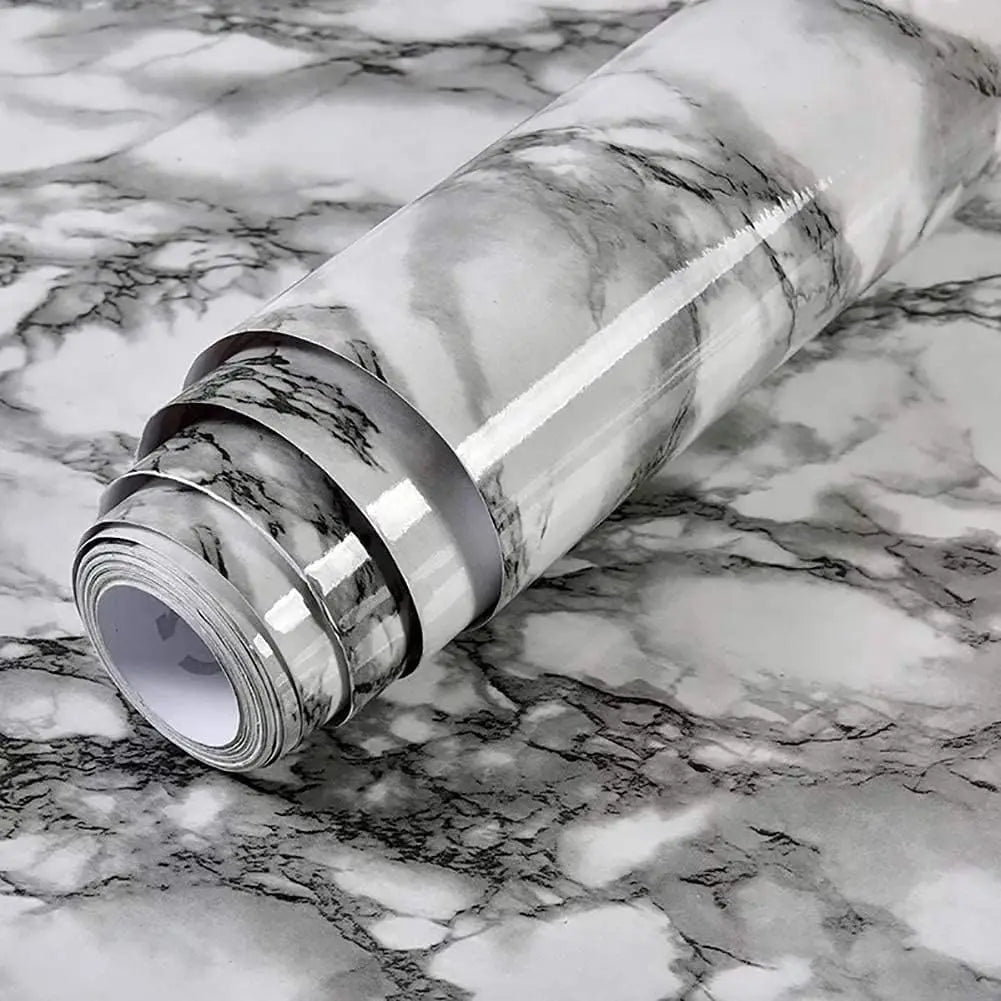 Transform Your Space with 55cm Waterproof Marble Vinyl Self-Adhesive Wallpaper - Perfect for Kitchens and Living Rooms