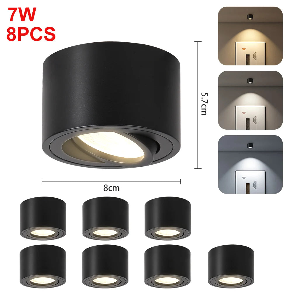 LED Downlight Angle Adjustable LED Ceiling Light Dimmable Surface Mounted Downlight Ceiling Spot Lights Indooor Light Home Decor