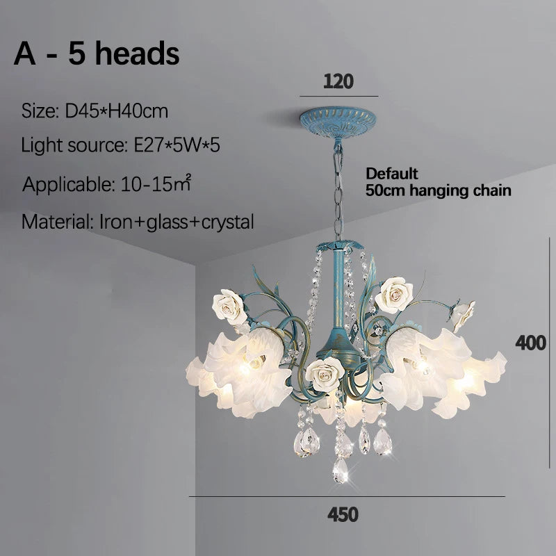 Modern Flower Chandelier French Living Room Chandelier For Dining Room Bedroom Hotel Shop Decor Luxury LED Crystal Chandelier