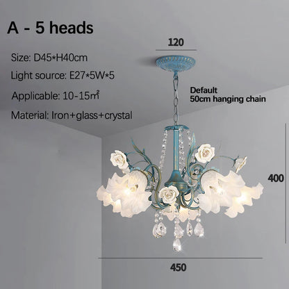 Modern Flower Chandelier French Living Room Chandelier For Dining Room Bedroom Hotel Shop Decor Luxury LED Crystal Chandelier