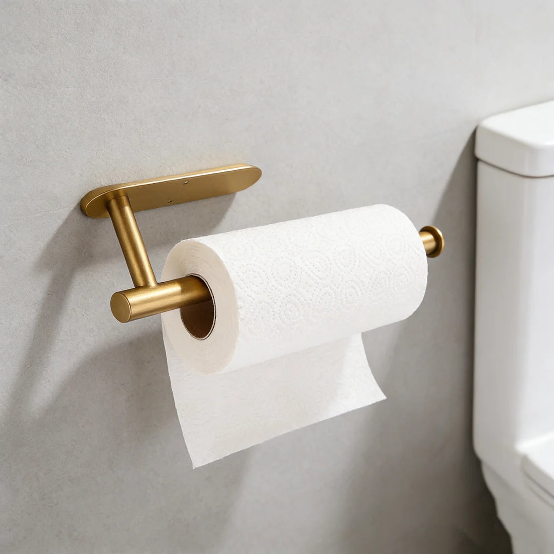Sleek Stainless Steel Paper Towel Holder - Stylish Wall-Mounted or Countertop Napkin Organizer in Gold and Black for Effortless Kitchen and Bathroom Storage