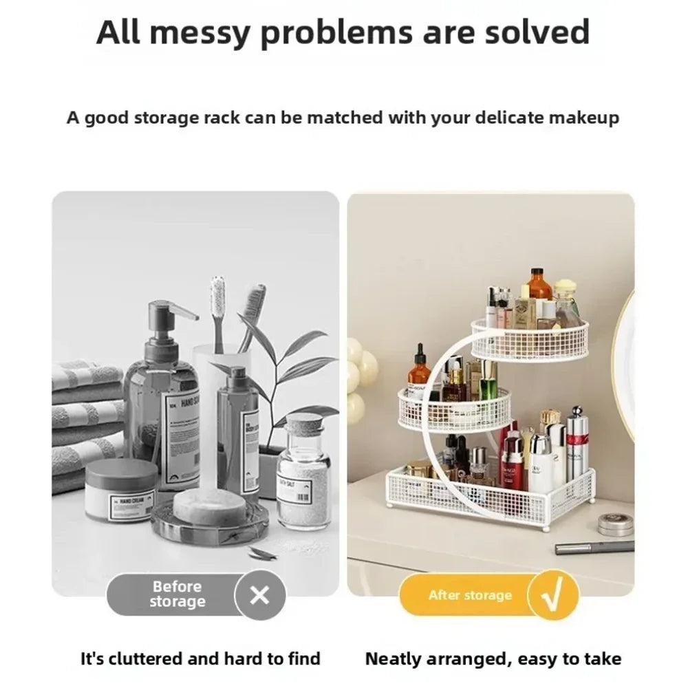 Transform Your Beauty Space with the Multi-Layer Metal Makeup Storage Rack - Effortless Organization for Every Cosmetic Lover