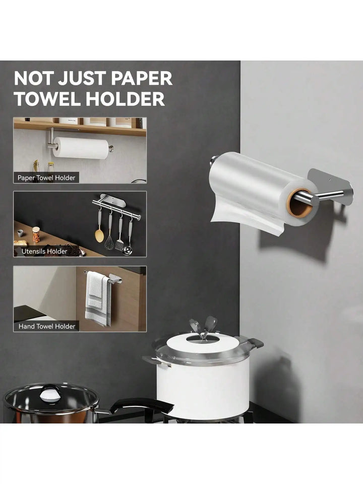 Sleek Stainless Steel Paper Towel Holder - Stylish Wall-Mounted or Countertop Napkin Organizer in Gold and Black for Effortless Kitchen and Bathroom Storage