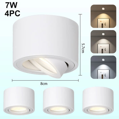 LED Downlight Angle Adjustable LED Ceiling Light Dimmable Surface Mounted Downlight Ceiling Spot Lights Indooor Light Home Decor
