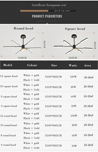 Chandelier nordic for Living room luxury personality creative sputnik chandelier post modern chandelier suspension lamp fixtures