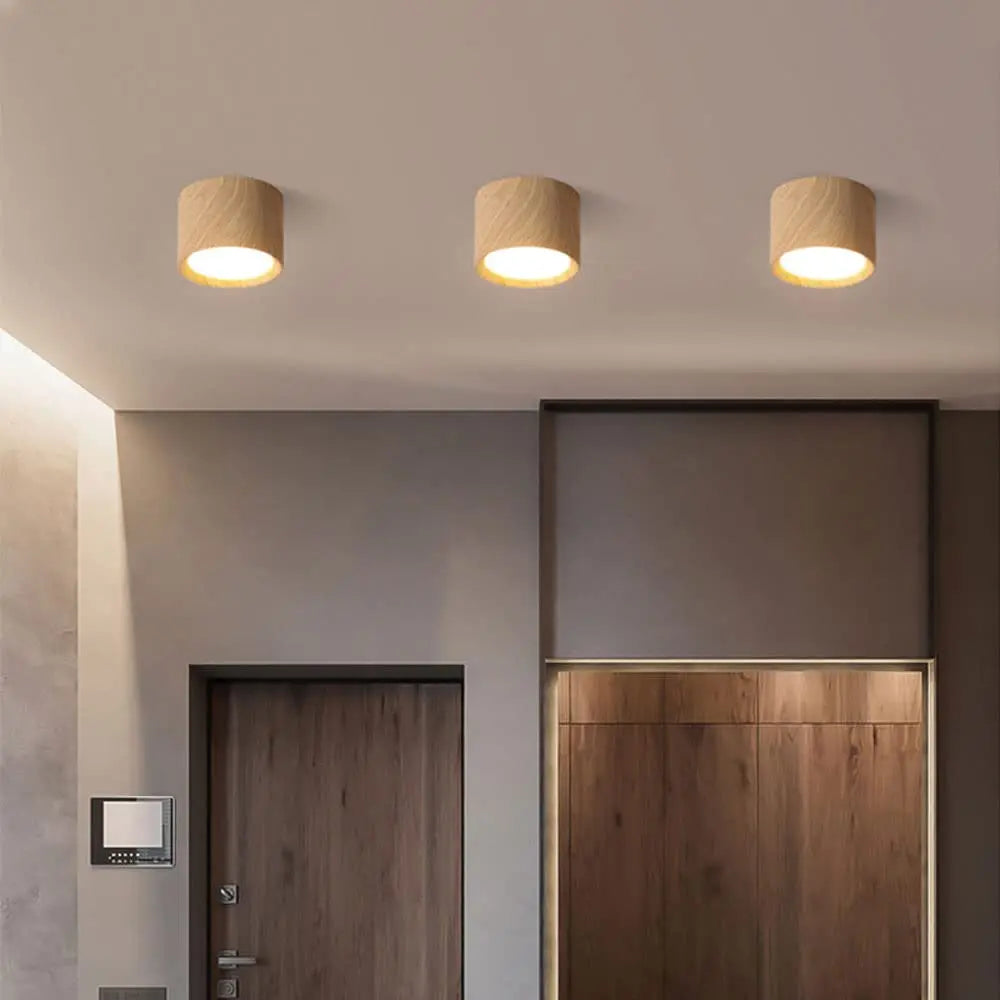 220V Downlight, Wooden Ceiling Lamp, Indoor Decor Lamps, Room Lighting, Living Room Corridor LED Down Lights for Street Bedroom