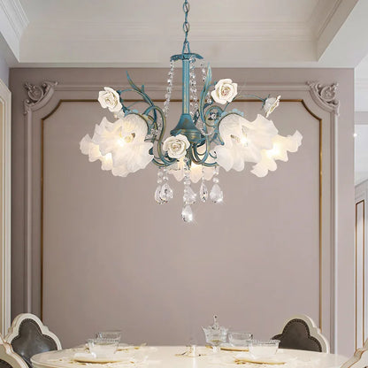 Modern Flower Chandelier French Living Room Chandelier For Dining Room Bedroom Hotel Shop Decor Luxury LED Crystal Chandelier