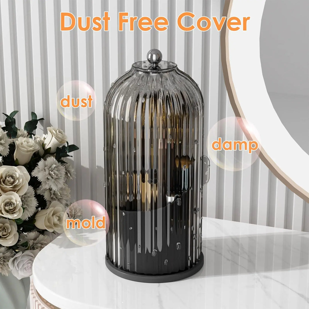 Revolutionize Your Beauty Routine with the YOOLENS 360-Degree Rotating Makeup Brush Organizer - Stylish, Dustproof, and Perfect for Any Space!