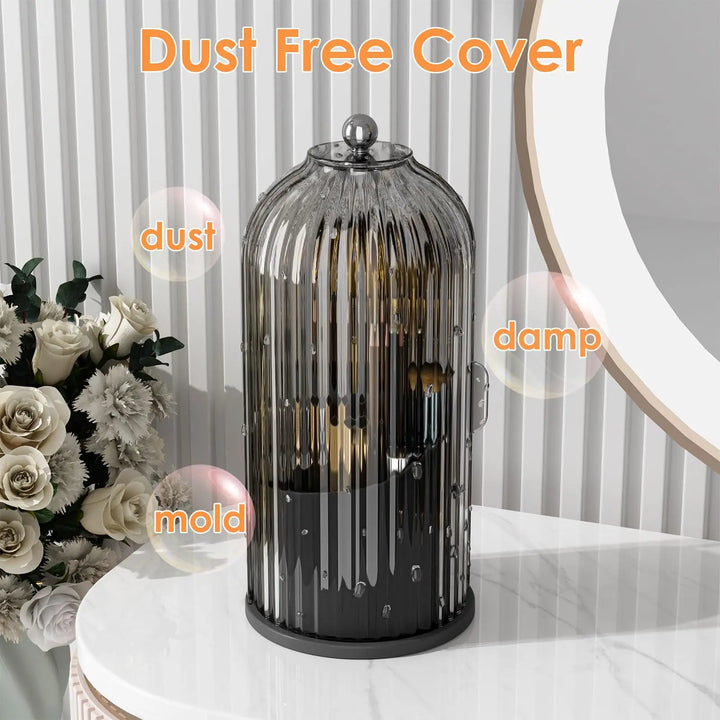 Revolutionize Your Beauty Routine with the YOOLENS 360-Degree Rotating Makeup Brush Organizer - Stylish, Dustproof, and Perfect for Any Space!