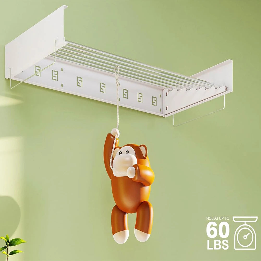 Elevate Your Drying Experience with Our Stylish Indoor Wall-Mounted Retractable Clothes Drying Rack - The Perfect Collapsible Solution for Towels and Garments
