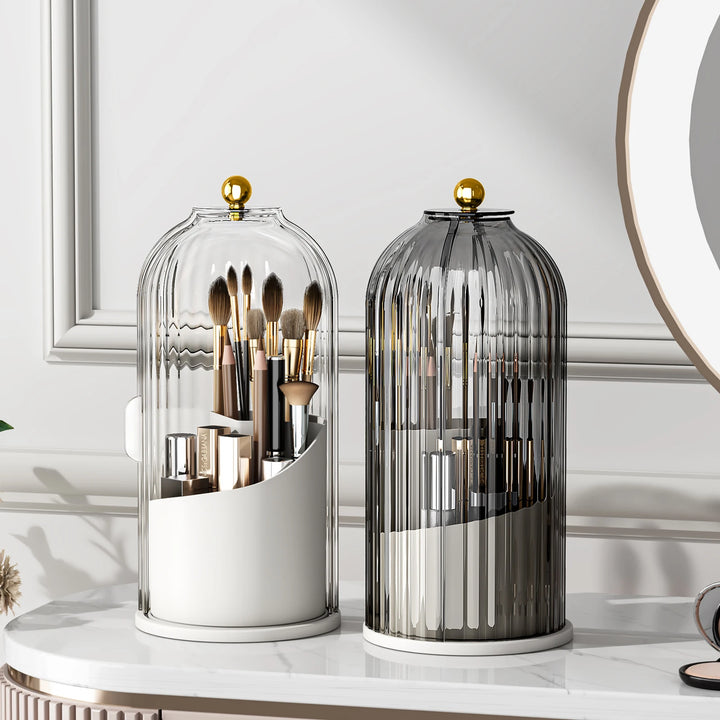 Revolutionize Your Beauty Routine with the YOOLENS 360-Degree Rotating Makeup Brush Organizer - Stylish, Dustproof, and Perfect for Any Space!